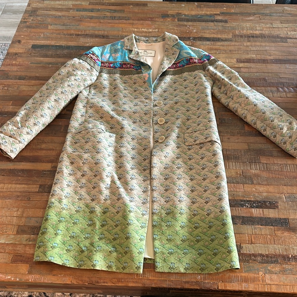 Light weight spring Etro jacket with embroidery and ombré affect on bottom